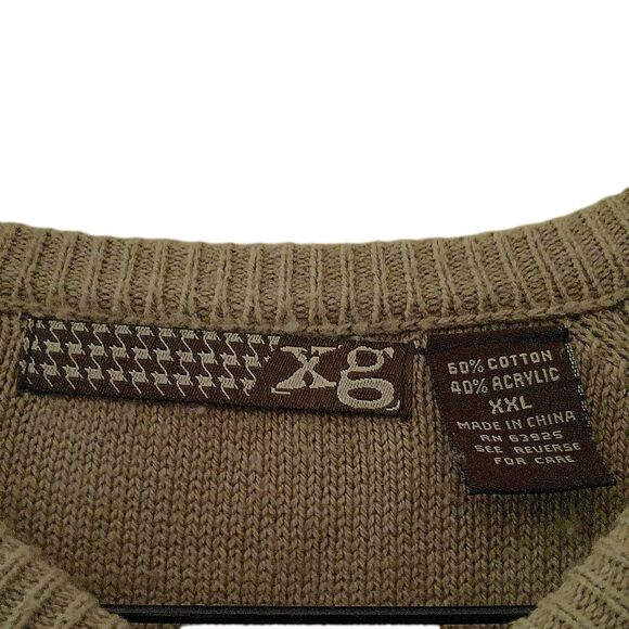 Vintage XG Men's Size XXL Geometric Sweater Tan Long Sleeve Academic Casual Knit - Picture 7 of 7